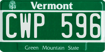 VT license plate CWP596