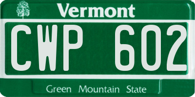 VT license plate CWP602