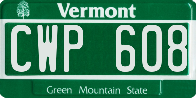 VT license plate CWP608