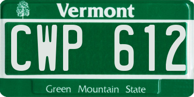 VT license plate CWP612