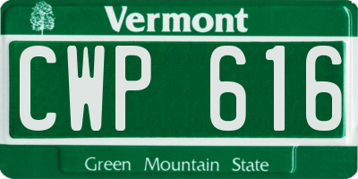 VT license plate CWP616