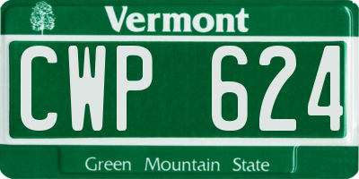 VT license plate CWP624