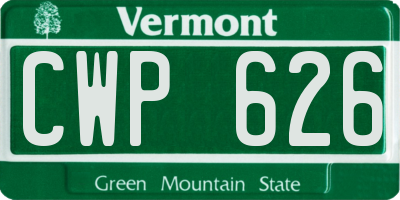 VT license plate CWP626