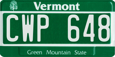 VT license plate CWP648