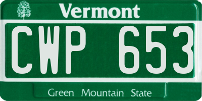 VT license plate CWP653