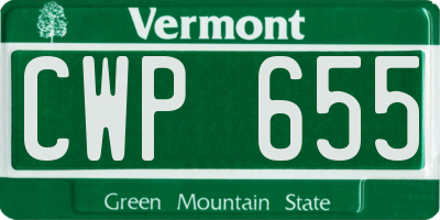 VT license plate CWP655
