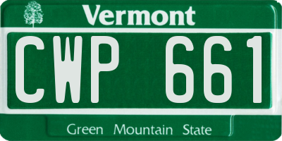 VT license plate CWP661
