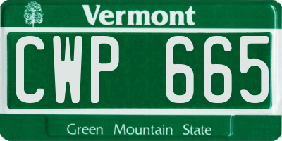 VT license plate CWP665