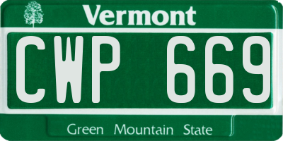 VT license plate CWP669