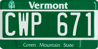 VT license plate CWP671