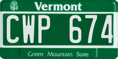 VT license plate CWP674
