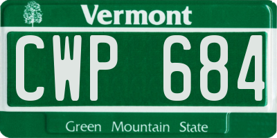 VT license plate CWP684