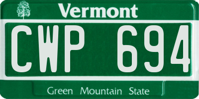 VT license plate CWP694