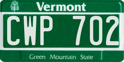 VT license plate CWP702