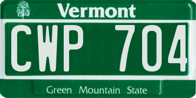 VT license plate CWP704