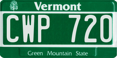 VT license plate CWP720