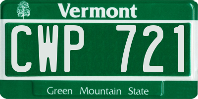VT license plate CWP721