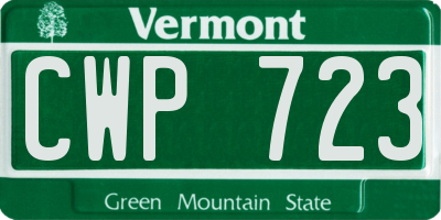 VT license plate CWP723