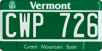 VT license plate CWP726