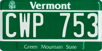 VT license plate CWP753
