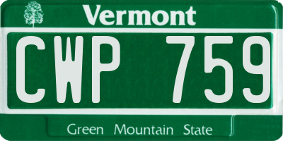 VT license plate CWP759