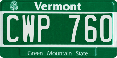 VT license plate CWP760