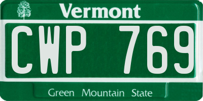 VT license plate CWP769