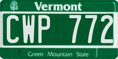 VT license plate CWP772