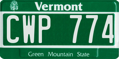 VT license plate CWP774