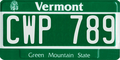 VT license plate CWP789