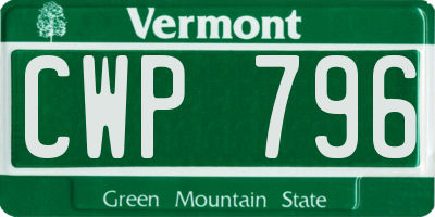 VT license plate CWP796
