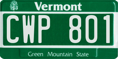 VT license plate CWP801