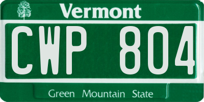 VT license plate CWP804