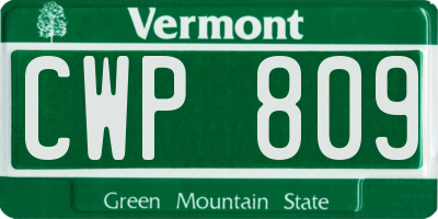 VT license plate CWP809