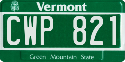 VT license plate CWP821