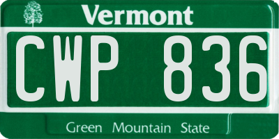 VT license plate CWP836