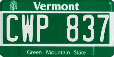 VT license plate CWP837