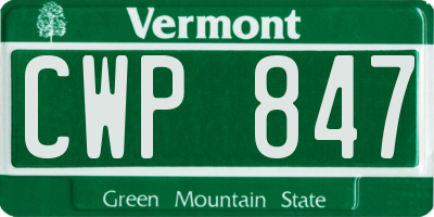 VT license plate CWP847