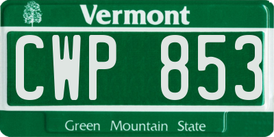 VT license plate CWP853