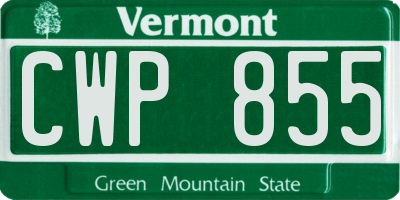 VT license plate CWP855