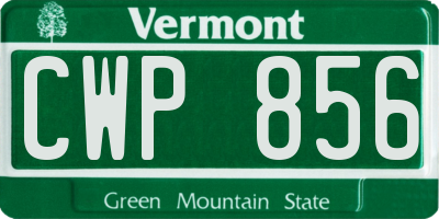 VT license plate CWP856