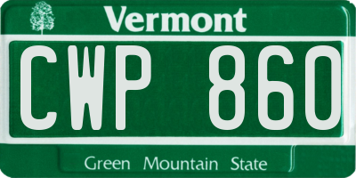VT license plate CWP860