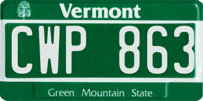 VT license plate CWP863