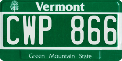VT license plate CWP866