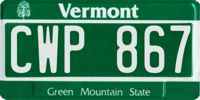 VT license plate CWP867