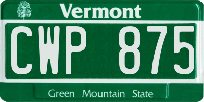 VT license plate CWP875