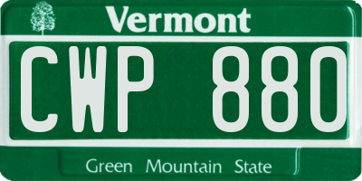 VT license plate CWP880