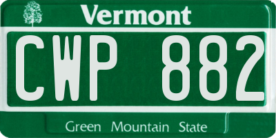 VT license plate CWP882