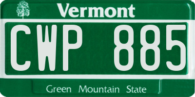 VT license plate CWP885