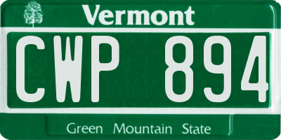 VT license plate CWP894
